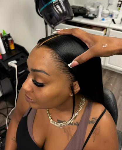 SWUUSH SILKY WIG 200% DENSITY BONE STRAIGHT GLUELESS 7X6 CLOSURE HD LACE HUMAN HAIR WIG PRE-CUT LACE