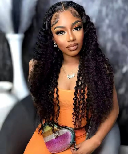 SWUUSH DEEP WATER CURL  WIG 200% DENSITY BRAZILIAN STRAIGHT GLUELESS LACEK HD HUMAN HAIR WIG PRE-CUT LACE