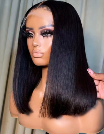 Swuush 250% Density Bob Human Hair Wig Pre Plucked Lace