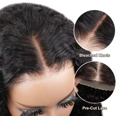 SWUUSH DEEP WATER CURL  WIG 200% DENSITY BRAZILIAN STRAIGHT GLUELESS LACEK HD HUMAN HAIR WIG PRE-CUT LACE